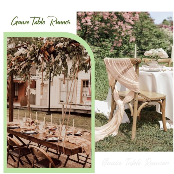 Sand Cotton Cheesecloth Table Runner 3Pcs 13ft Rustic Gauze Table Runner - Picture 6 of 6